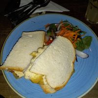 Vegetable & Hummus Sandwich with Salad. at Sherlocks in Whitby