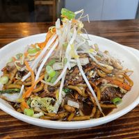 #14 udon noodles with black bean sauce and seitan  at Malay Kitchen in Kinsale