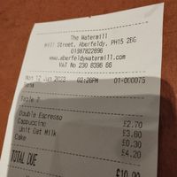 Bill at The Watermill Cafe in Aberfeldy