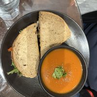 Hummus sandwich with soup of the day  at The Watermill Cafe in Aberfeldy