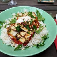 Zucchiniröllchen mit pikanter Tomatensauce at Pure Note in Dusseldorf