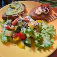 stullen with avocado and part of the pancakes ;) at Pure Note in Dusseldorf