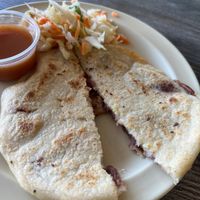 Vegan pupusa with refried beans at Mami Cheli's in Menlo Park