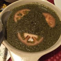 Yam leaves with coconut sauce  at Roda Viva in Lisbon