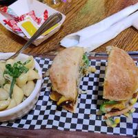 Chicken Colombian burger with mac and cheese at Dellepiane Sedona in Sedona