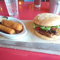 El Paso (no cheese or bacon) with the new Hemp Southwest WFPB burger and yucca fries! at Dellepiane Sedona in Sedona