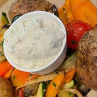 Grillgemüse, Rosmarinkartoffeln,  vegane Zaziki at Ox in Heitersheim