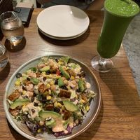 Salad and green juice at Veggie Castle in Macau