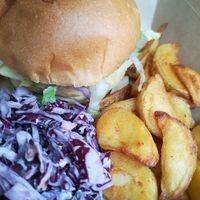 Tofu Chx Burger! Nom nom! at Pepino Deli in Glossop