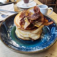 Bacon pancakes at Pepino Deli in Glossop