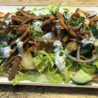 Shawarma on flatbread   at Pepino Deli in Glossop