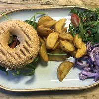 New York deli bagel  at Pepino Deli in Glossop