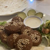 Falafel plate with lemon iced tea and extra bread  at Alhamdulillah in Langkawi