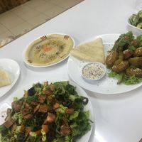 hummus, falafel and fattoush salad  at Alhamdulillah in Langkawi