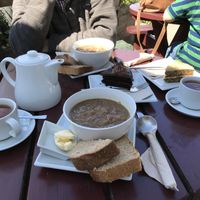 Onion soup, lovely at The Bakehouse Cafe in Forres
