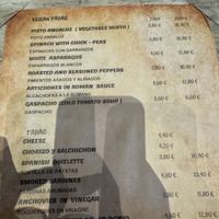 Menu describing the vegan tapas  at El Librero in Sevilla