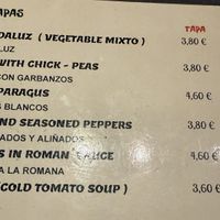 Vegan tapas menu  at El Librero in Sevilla