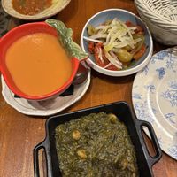 Soup, peppers & chickpea spinach dish  at El Librero in Sevilla