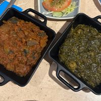 Pisto Andaluz (veggie mix) and spinach with chickpeas  at El Librero in Sevilla