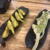 Aubergine and artichokes  at El Librero in Sevilla