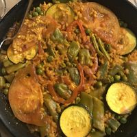 Vegan paella at El Librero in Sevilla