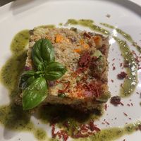 Panzanella with a basil sauce   at Ambrosia in Cortona