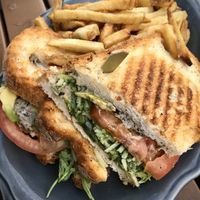 vegan panini and fries at Harvest Room in Munster