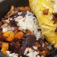 Sorta Fungi Skillet w/Just Egg revealing the goods!! at Harvest Room in Munster