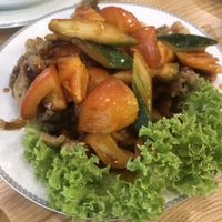 Sweet and sour abalone mushroom  at Mother Earth 大地之素 in West Singapore