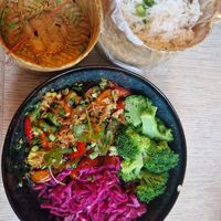 Vegan rice dish at Cafe Saigon in Saint-emilion