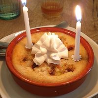 Birthday clafoutis at Be Kind Cafe in Geneva