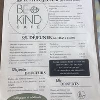 Food menu and times at Be Kind Cafe in Geneva