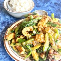 Spicy tofu   at Cafe Shambala in Salt Lake City