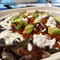 chilaquiles de frijol at Mora Mora - Roma in Mexico City