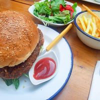 Vegan Burger with Fries at Konoba Andreja in Krk