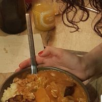 Mafé végane accompagné d'attiéké et d'allocos. at BMK Paris-Bamako in Paris