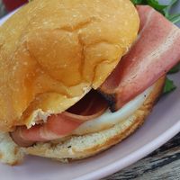 Egg and bacon brioche at Good Love in St Kilda