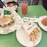 Burger, Fries and Coxinha  at Açougue Vegano - Ipanema in Rio De Janeiro