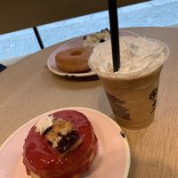 Cherry pie donut and espresso frappe   at Brammibal's Donuts - Potsdamer Platz in Berlin