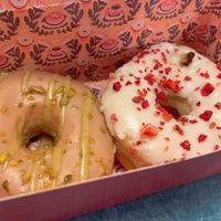 nougat pistachio & white choc strawberry  at Brammibal's Donuts - Potsdamer Platz in Berlin