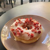 White chocolate-strawberry at Brammibal's Donuts - Potsdamer Platz in Berlin