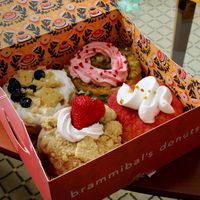 Our box of 4 donuts. at Brammibal's Donuts - Potsdamer Platz in Berlin