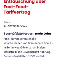 Geschäftsführung ohne Angebot im Tarifstreit at Brammibal's Donuts - Potsdamer Platz in Berlin