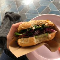 Pesto and hummus sandwich  at Brammibal's Donuts - Potsdamer Platz in Berlin