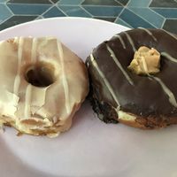 Earl grey & Chocolate peanutbutter Donut delicious ;) at Brammibal's Donuts - Potsdamer Platz in Berlin