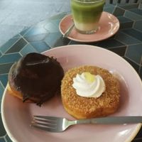 Boston cream and pineapple coconut cream, iced matcha at Brammibal's Donuts - Potsdamer Platz in Berlin