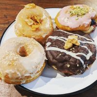 Maple and coconut, gluhwein, chocolate & peanut butter and salted caramel at Brammibal's Donuts - Potsdamer Platz in Berlin