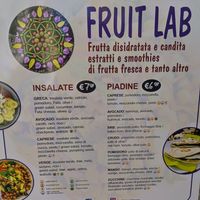 Salad and piadine menu at Fruit Lab in Alghero