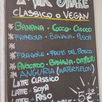 Milkshakes menu at Fruit Lab in Alghero