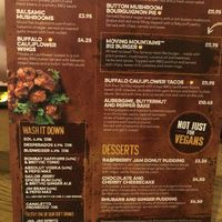 Menu at Watermill in Kidderminster